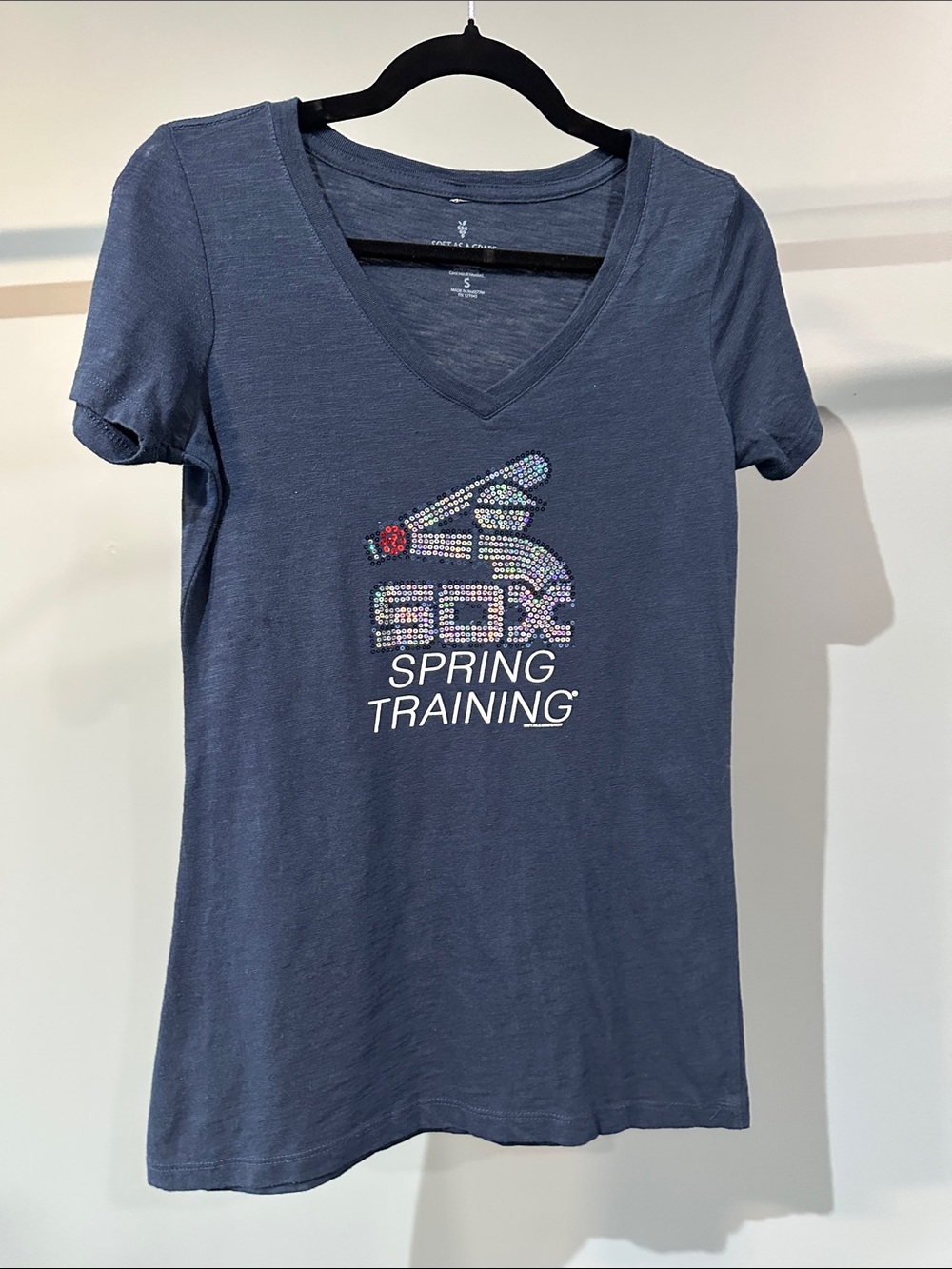 SO Blue Sequin 'SOX Spring Training' V-Neck Tee